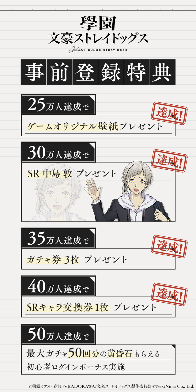 學園文豪ストレイドッグス 事前登録特典